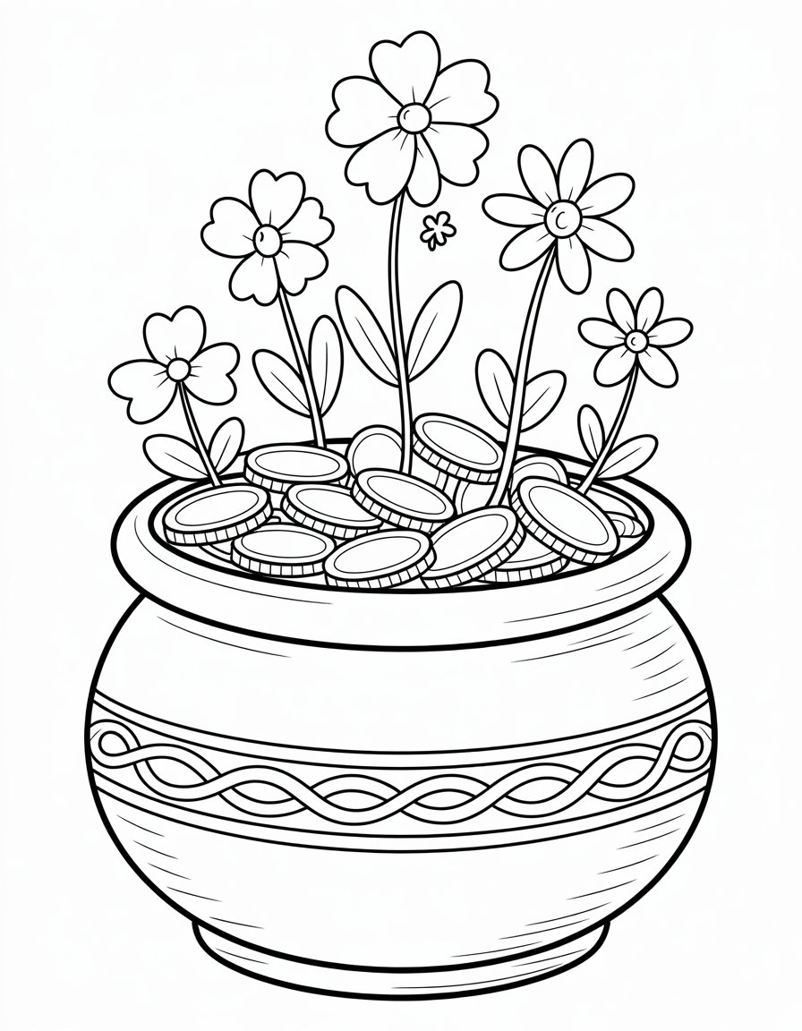 Gold Pot with Flowers